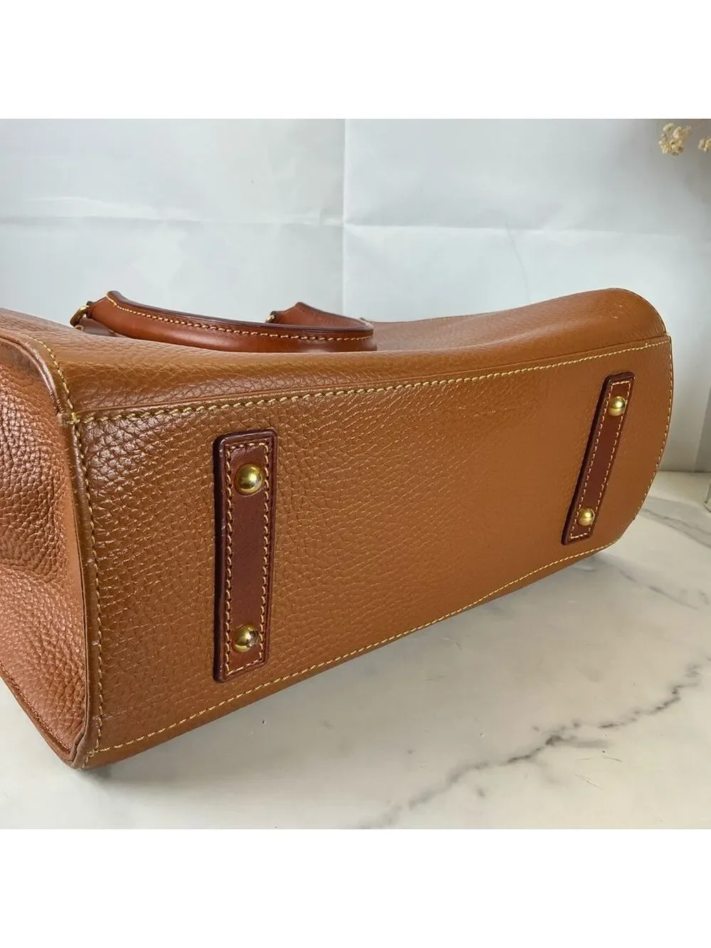 Dooney & Bourke Brown Tan‎ Leather Satchel Hand Shoulder Crossbody Bag